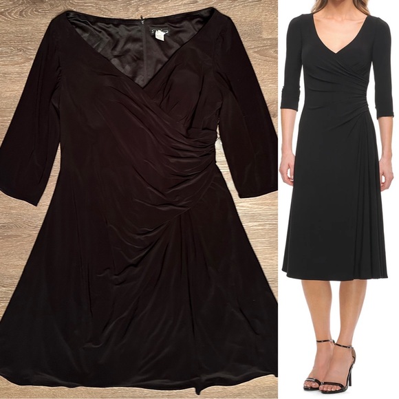 LA FEMME 30069
Size 20 
Black Dress faux wrap bodice - Picture 7 of 12